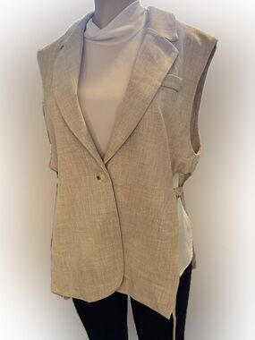 Style & Co. Sleeveless Tailored Vest Jacket - Beige
